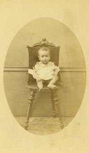 Baby Seated Fashion Paris Early Studio Photo Old CDV Crepin 1860