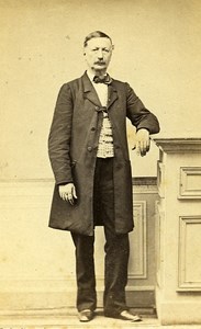 Man Standing Fashion Paris Early Studio Photo Houdet Old CDV 1860