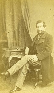 Man Sitting Fashion Paris Early Studio Photo Bisson Freres Old CDV 1860