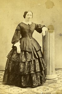 Woman Standing Paris Early Studio Photo Burckel Old CDV 1860