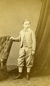 Young Boy Paris Early Photographic Studio Maujean Old CDV Photo 1870