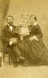 Family Seated Baby France Early Photographic Studio Old CDV Photo 1870