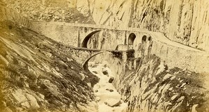 Devil Bridge at St Gothard Alps Old CDV Charnaux Photo 1870