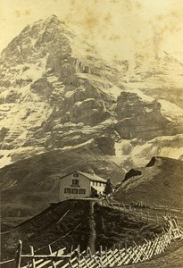 Refuge at the foot of Grand Eiger Switzerland Old CDV Photo 1870