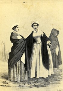 Traditional Regional Clothing Fashion Granville France old CDV Photo Morier 1870