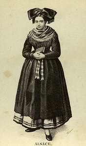 Traditional Regional Clothing Alsacian Fashion France old CDV Photo 1870