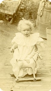 Young Boy Horse Toy Paris France Old CDV Photo 1870