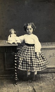 Young Girl Doll Toy France Roubaix Old CDV Photo Wilhelm 1870