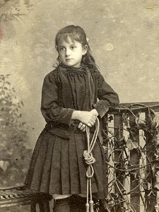 Young Girl Skipping Rope Game France Old CDV Photo 1870