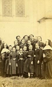 Religious School Group Portrait France Old CDV Photo 1860