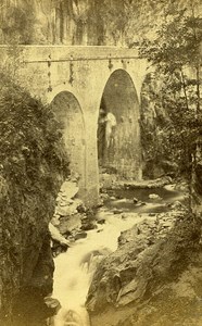 France Pyrénées-Atlantiques Laruns Pont du Hourat Bridge Old Photo CDV 1870