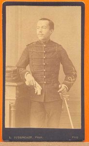 Military Soldier, French Army, Pau, old Photo CDV 1880