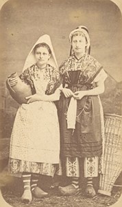 Auvergne Traditional Costume France Old CDV Photo 1875'