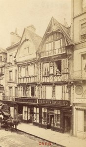 Caen St Jean Street Shops Calvados France Old CDV Photo 1875