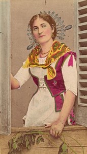 Italy Milano Woman Fashion CDV Photo Hand Colored 1875