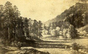 France Vosges Drawing of Remiremont Rocks Valley old CDV Photo 1865