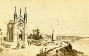 France Drawing of Le Havre Notre Dame des Flots old CDV Photo Morier 1865