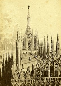 Italy Drawing Milan Cathedral Roof old CDV Photo 1865