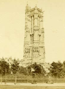 France Paris Tower Saint Jacques Second Empire Old CDV Photo 1865