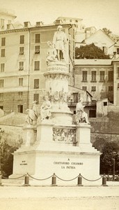 Italy Genova Cristoforo Colombo Statue Old CDV Photo Noack 1870