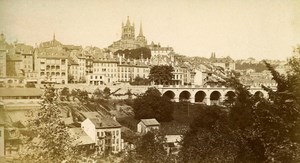 Switzerland Geneva panorama Old CDV Photo Charnaux 1870