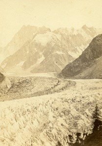 France Alps Mer de Glace Montanvert Montenvers Old CDV Photo Tairraz Freres 1865
