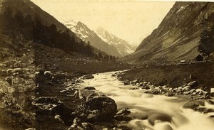 France Pyrenees Vallee de Lutour Mountain Stream Old CDV Photo 1870