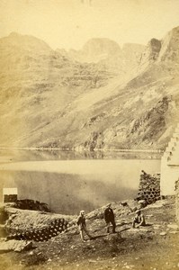 France Pyrenees Lac Bleu de Lesponne? Mountain Lake Old CDV Photo 1872