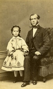 France Chartres Father & Daughter Second Empire Old Photo CDV Gallas 1860's