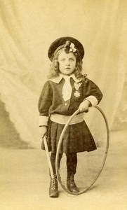 France Orleans Fashion Young Girl & Hoop Toy Old Photo CDV Dubreuil 1900's