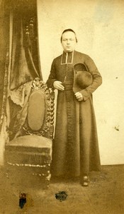 France Paris Religion Priest Soutane Old Photo CDV 1870'