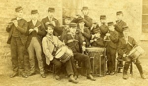 France Unidentified Village Brass Band or Marching Band Old Photo CDV 1870'