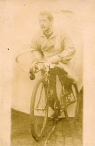 France Lille Cyclist Portrait Man on Bicycle Old CDV Photo 1900