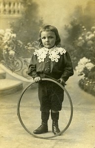 France Tourcoing Children Fashion Game Hoop Toy Old CDV Photo Baert 1900
