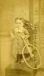 France Paris Children Fashion Game Hoop Toy Old CDV Photo Yrondy 1870