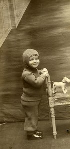 France Roubaix Children Game Little Dog Fox Terrier Snowy? Amateur Photo 1930