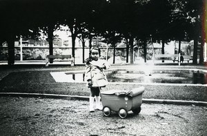 France Young Girl & Pram Toy Children Game Old Amateur Photo 1930