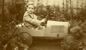 France Boy in his Pedal Car Children Game Old Amateur Photo 1930