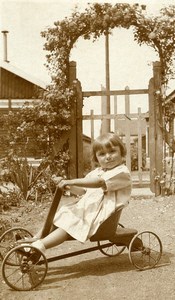 France Young Girl in Pedal car Children Game Old Amateur Photo 1930