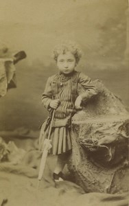 France Lille Young Child Girl Portrait Fashion Old CDV Photo Mallart 1870