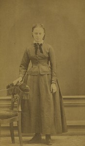 France Boulogne Young Girl Portrait Fashion Old CDV Photo Caudevelle 1870