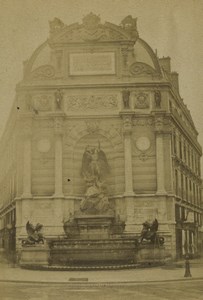 France Paris Saint Michel Fountain Old CDV Photo 1860