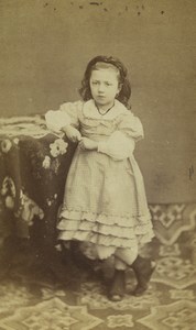 France Saint Etienne child Girl Portrait Fashion Old CDV Photo Graglia 1875 #2