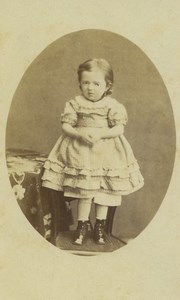 France Saint Etienne child Girl Portrait Fashion Old CDV Photo Graglia 1875 #3