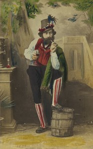 Italy Wine Drinker in traditional costume Fashion Old CDV Photo 1875