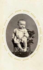 France Rouen Child Baby portrait fashion Old CDV Photo Renouard 1870's