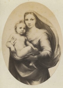 Painting Rafael Sistine Madonna Old CDV Photo 1870