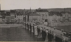 Switzerland Basel Rhine old bridge Old large CDV Photo 1890