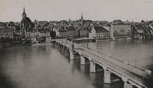 Switzerland Basel general view Bridge Old large CDV Photo 1890