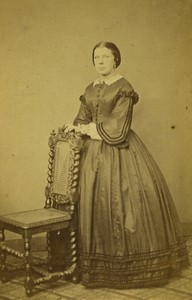 Belgium Gent Ghent Lady Standing by Chair Fashion Old CDV photo Hoy 1870 #1